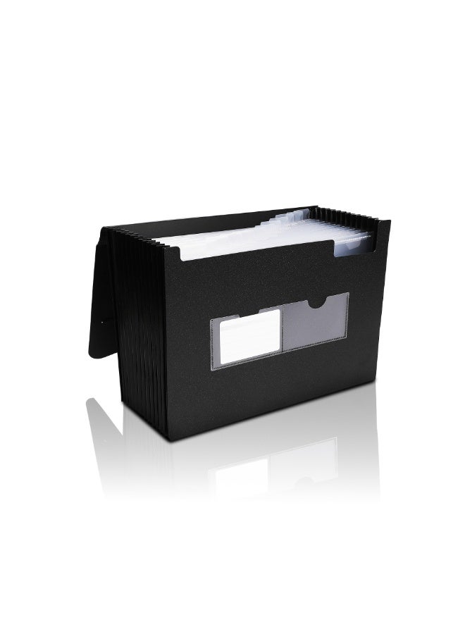 Neomate Expanding File Folder | 13 Pockets, Letter Size Accordion Organizer | Durable Document Storage for Home, School, and Office Use (Black) - Image 1